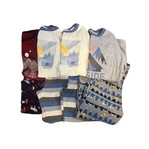 Winter Fleece Pajamas Boys Size 7/8 Lot Pants Long Sleeve Shirt Camping